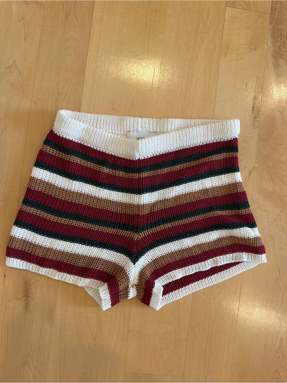 Striped knit shorts